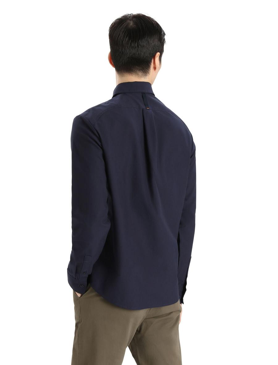 Midnight Navy Icebreaker Merino Berlin Shirt Men's Long Sleeve | AU 1235EBCX